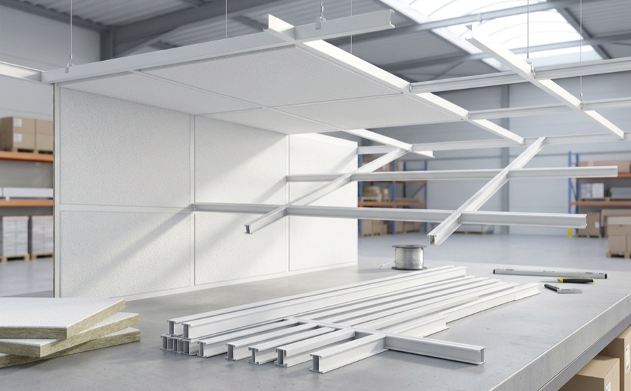 Suspended ceiling system matching with T-grid profiles